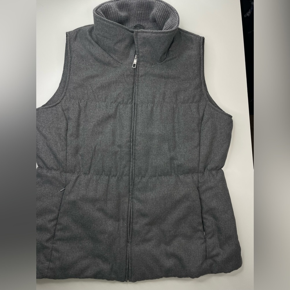 Coldwater Creek Mens Charcoal Gray Knit Collar Puffer Vest XL - Picture 2 of 12